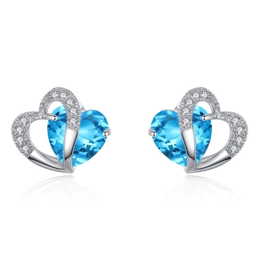 *ALLYN* Silver x Blue Fashion Stud Earrings
